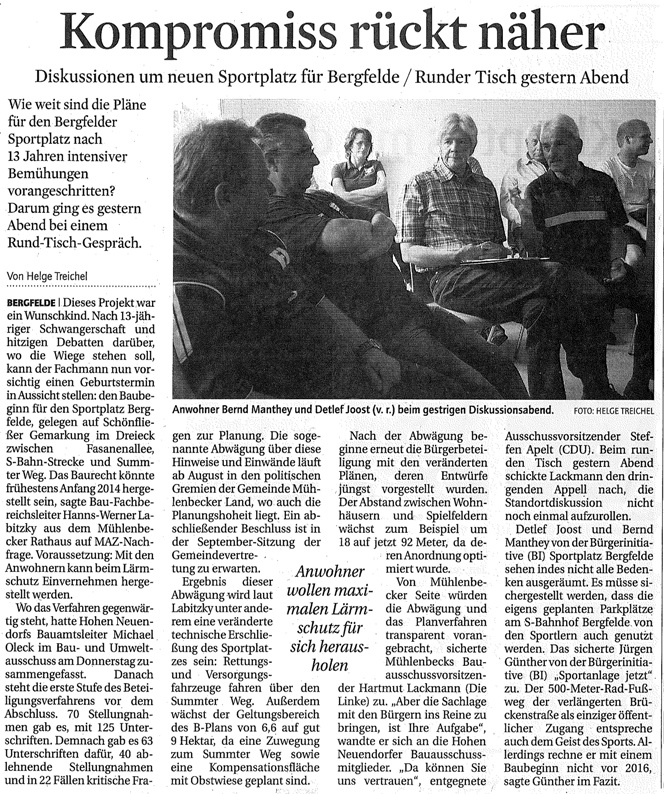 Artikel in der Märkischen Allgemeinen Zeitung MAZ vom 16.06.2012